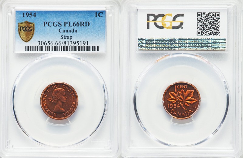 Elizabeth II 6-Piece Certified Prooflike Set 1954 PCGS, 1) Cent - PL66 Red, KM49...