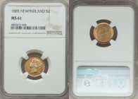 Newfoundland. Victoria gold 2 Dollars 1885 MS61 NGC, London mint, KM5. 

HID09801242017