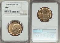 Republic 50 Francs 1954-B MS64 NGC, Beaumont - Le Roger mint, KM918.2.

HID09801242017
