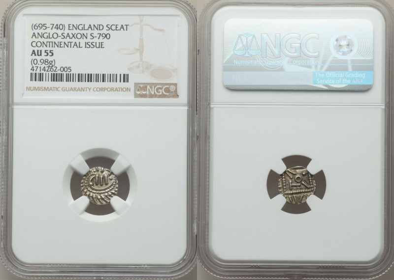 Anglo-Saxon. Continental Sceat ND (695-740) AU55 NGC, Frisian mint, S.790. 12mm,...