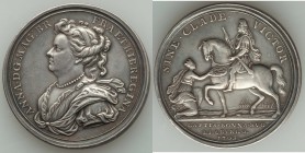 Anne silver "Cities Captured by the Duke of Marlborough" Medal 1703 Good VF, Eimer-400. 42mm. 36.99gm. By J. Croker. ANNA D G MAG BRFR ET HIB REGINA H...
