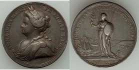 Anne silver "Peace of Utrecht" Medal 1713 VF, Eimer-460. 34mm. 15.36gm. By J. Croker. ANNA DG MAG BRI FR ET HIB REG Laureate draped bust of Queen left...