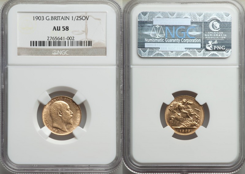 Edward VII gold 1/2 Sovereign 1903 AU58 NGC, KM804. AGW 0.1177oz. 

HID098012420...