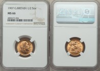 Edward VII gold 1/2 Sovereign 1907 MS66 NGC, KM804. AGW 0.1177 oz.

HID09801242017
