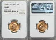 George V gold Sovereign 1925 MS66 NGC, KM820. An ultra-high grade for the type, almost apricot in hue with a level of detail seldom encountered.

HID0...