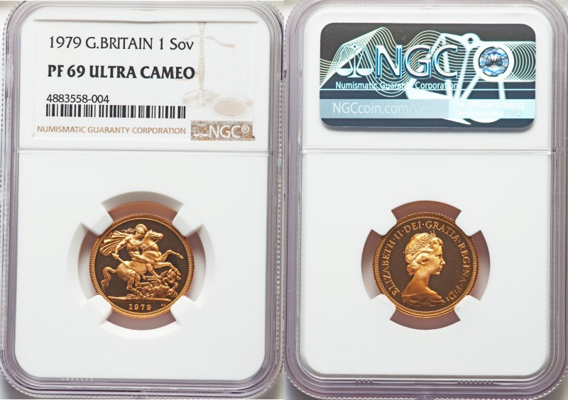 Elizabeth II gold Proof Sovereign 1979 PR69 Ultra Cameo NGC, Royal mint, KM919. ...