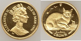 British Dependency. Elizabeth II 3-Piece Lot of Uncertified gold Proof 1/25 Crowns, 1) "Burmese Cat" 1996 - KM613 2) "Long-haired Smoke Cat" 1997 - KM...