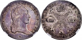 Milan. Franz II Crocione (Kronentaler) 1800-M XF45 NGC, Milan mint, KM246, Dav-1390, MIR-466/4 (R5). Scarce two year type, edge lettering, "IVSTITIA E...