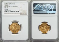 Venice. Francesco Loredan (1752-1762) gold Zecchino ND MS62 NGC, KM619. 22mm. 3.47gm. FRANC • LAVRED * | S | • M | • V | E | N | E | T * St. Mark stan...