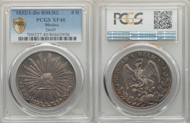 Republic 8 Reales 1832/1 Do-RM/RL XF40 PCGS, Durango mint, KM377.4.

HID09801242...