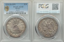 Republic 8 Reales 1836 Do-RM AU55 PCGS, Durango mint, KM377.4, DP-Do13. Medal rotation. Toned over nice underlying luster.

HID09801242017