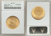 Estados Unidos 20 Pesos 1920 MS63 ANACS, KM478. AGW 0.4822 oz. 

HID09801242017
