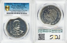 Estados Unidos Mint Error - Clipped Proof Pattern 100000 Pesos 1990-Mo PR66 Cameo PCGS, Mexico City mint, KM-Pn245var. Silver plain edge 5% clipped / ...
