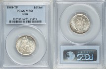 Republic 1/5 Sol 1888-TF MS66 PCGS, Lima mint, KM205.1.

HID09801242017