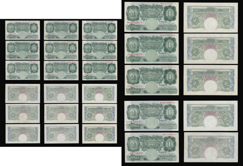 One Pound green Britannia Peppiatt B238 1934 (7) these generally VF or better, B...