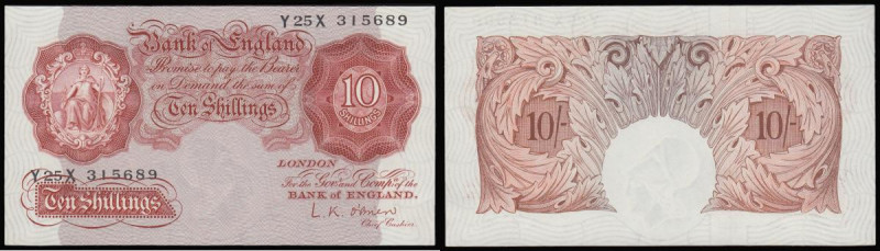 Ten Shillings O'Brien B271 issued 1955 very last run Y25X 315689 UNC and rare in...