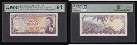 East Caribbean States St Lucia 20 Dollars ND (1965) Overprint L in circle watermark QE II with Young QE II at right series A23 517010 Choice Uncircula...