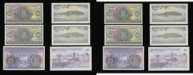 Guernsey 10 Shillings 1 July 1966 prefix 22/P EF, prefix 23/T VF light stains, 1 Pound Pick 45 (2) signed Bull and signed Hodder these Unc, 5 Pounds s...