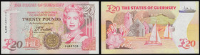 Guernsey 20 Pounds Pick 58a (BY GU63a) ND 1996 Thomas De La Rue Print signature Trestain serial number A449703, Unc.