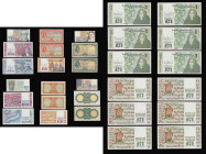 Ireland Republic 10 Shillings (2) both 1949 and both Fine, 1 Pound 11.8.49 VF small nick at bottom edge, 30.9.76 AU, Queen Medb (6) these Unc. 5 Pound...