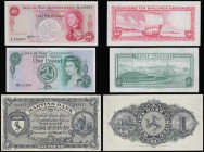 Isle of Man (3) Martins Bank 1 Pound 1 Feb 1957 AU-Unc, 1 Pound Dawson ND(1983) Pick 38 EF and 10 Shillings Garvey (1961) young QEII portrait Pick 24a...