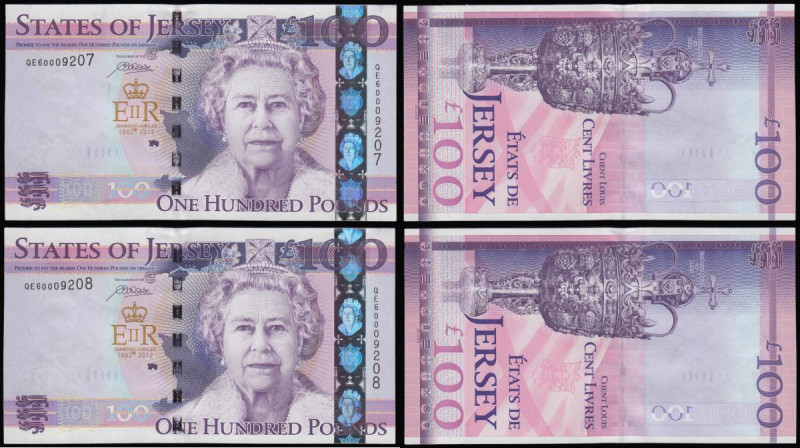 Jersey 100 Pounds 2012 Commemorative issue Pick 27 (2) consecutives QE 60009207 ...