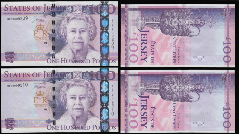 Jersey 100 Pounds 2012 Commemorative issue Pick 27 (2) consecutives QE 60009209 ...