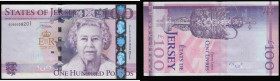 Jersey 100 Pounds 2012 Commemorative issue Pick 27 series QE 60009201 Unc (light counting flick only)