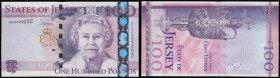 Jersey 100 Pounds 2012 Commemorative issue Pick 27 series QE 60009202 Unc (light counting flick only)