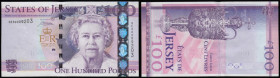 Jersey 100 Pounds 2012 Commemorative issue Pick 27 series QE 60009203 Unc (light counting flick only)