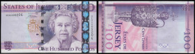 Jersey 100 Pounds 2012 Commemorative issue Pick 27 series QE 60009204 Unc (light counting flick only)