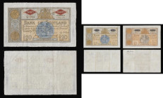 Scotland Bank of Scotland earlier large types uniface (3) 20 Pounds TWENTY in red diamond EDINBURGH 6 April 1955 1/A 2054 VF two pinholes. 10 Pounds T...