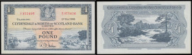 Scotland Clydesdale and North of Scotland Bank 1 Pound Glasgow 1st May 1958 series A/1 375416 Unc or near so and pleasing