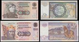 Scotland Clydesdale Bank 2000 Commemoratives (2) 20 Pounds P229b and 10 Pounds Pick 229a both Unc and with matching serial numbers MM001114