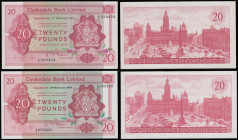 Scotland Clydesdale Bank Limited 20 Pounds red Glasgow George Square on the back Pick 200 (2) 19th November 1964 GEF-AU (one centre fold some original...