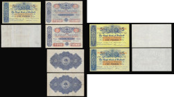 Scotland earlier 5 Pounds (5) Clydesdale Bank 10 July 1949 S/N D3/E 0000798 Fine, 12 January 1949 AY 0000752 nVF. Royal Bank of Scotland yellow unifac...