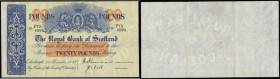 Scotland Royal Bank of Scotland &pound;20 dated 1st December 1952 S/N F73 4593, Pick319c, large size and uniface, VF