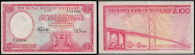 Scotland The Royal Bank of Scotland 100 Pounds Edinburgh 19th March 1969 about EF with some light dirt a rare seldom offered issue Pick 333
