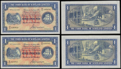 Scotland Union Bank of Scotland 1 Pound signed Morrison in high grade (2) 17 October 1949 S/N B/6 148684 AU and 2 August 1951 D/33 815787 GEF