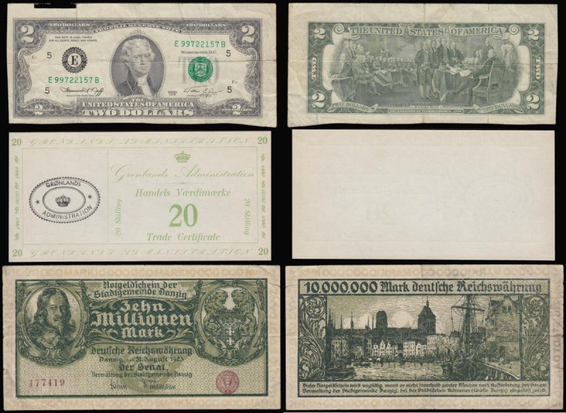 World (3) USA Error 2 Dollars series 1976 miscut paper larger than normal so wit...