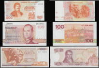 World Errors where the back design is slightly misaligned (3) Greece 200 Drachmas 1996 Unc and 100 Drachmas 1978 VF faint stain front bottom, Luxembou...