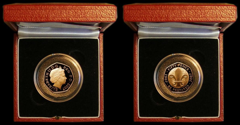 Fifty Pence 2007 100 Years of Scouting S.H17 Gold Proof FDC in the red Royal Min...