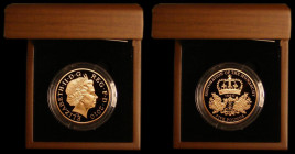 Five Pound Crown 2010 350th Anniversary of the Restoration of the Monarchy S.L21 Gold Proof FDC in the Royal Mint box of issue with certificate