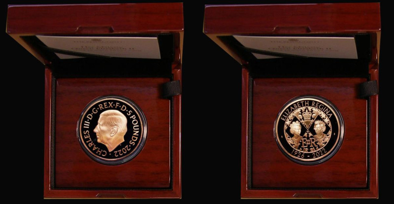 Five Pound Crown 2022 Queen Elizabeth II Memorial Gold Proof, S.L132 Obverse: Po...