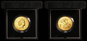 Five Pounds 2003 Gold BU in the Royal Mint green velvet box of issue with certificate