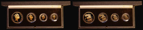 United Kingdom 1985 Gold Proof Four Coin Sovereign Collection, Gold Five Pounds to Half Sovereign S.PGS06 FDC in the Royal Mint box of issue with cert...
