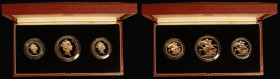 United Kingdom 1987 3-coin Gold Set, comprising Two Pounds, Sovereign and Half Sovereign, S.PGS08, FDC in the Royal Mint box of issue with certificate