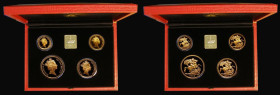 United Kingdom 1990 Gold Proof Four Coin Sovereign Collection Five Pounds, Two Pounds, Sovereign and Half Sovereign, S.PGS12, nFDC to FDC the Sovereig...