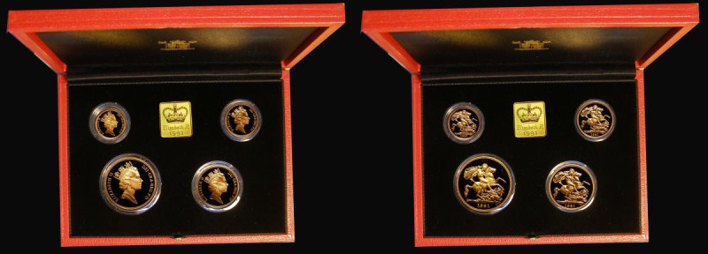 United Kingdom 1991 Gold Proof Four Coin Sovereign Collection Five Pounds, Two P...