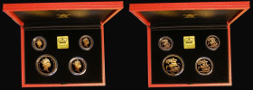 United Kingdom 1991 Gold Proof Four Coin Sovereign Collection Five Pounds, Two Pounds, Sovereign and Half Sovereign, S.PGS14, the Five Pounds with min...